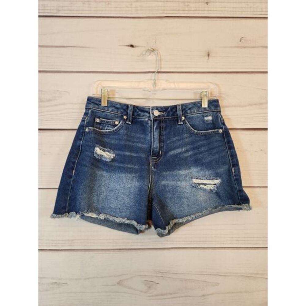 Time and Tru Women's High Rise‎ Distressed Denim Shorts Size 4